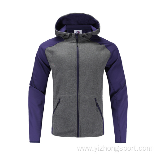 Mens Soccer Wear Zip Up Hoodies Purple